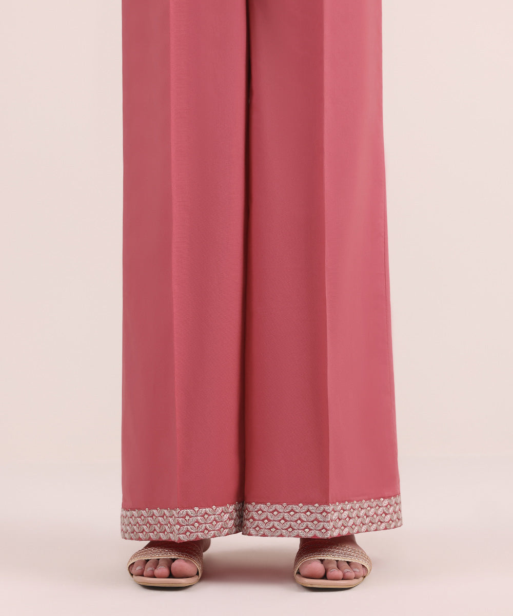 Women's Pret Cambric Pink Embroidered Culottes