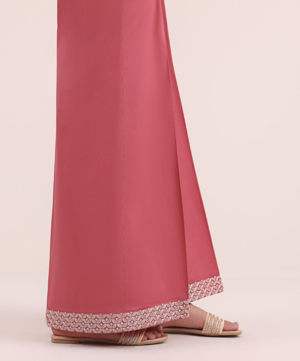 Women's Pret Cambric Pink Embroidered Culottes