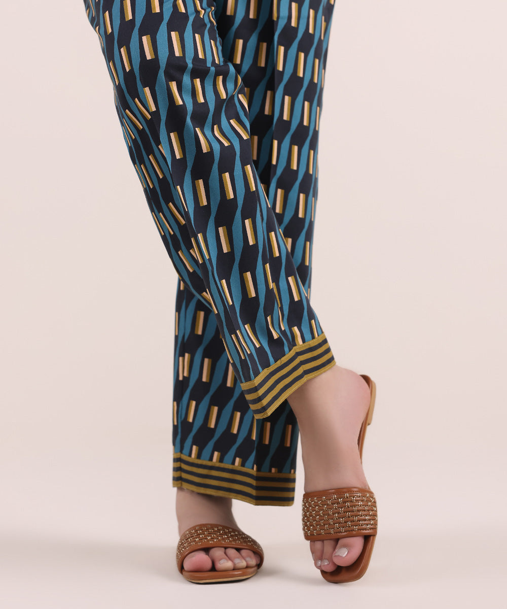 Women's Pret Cotton Multi Printed Straight Pants