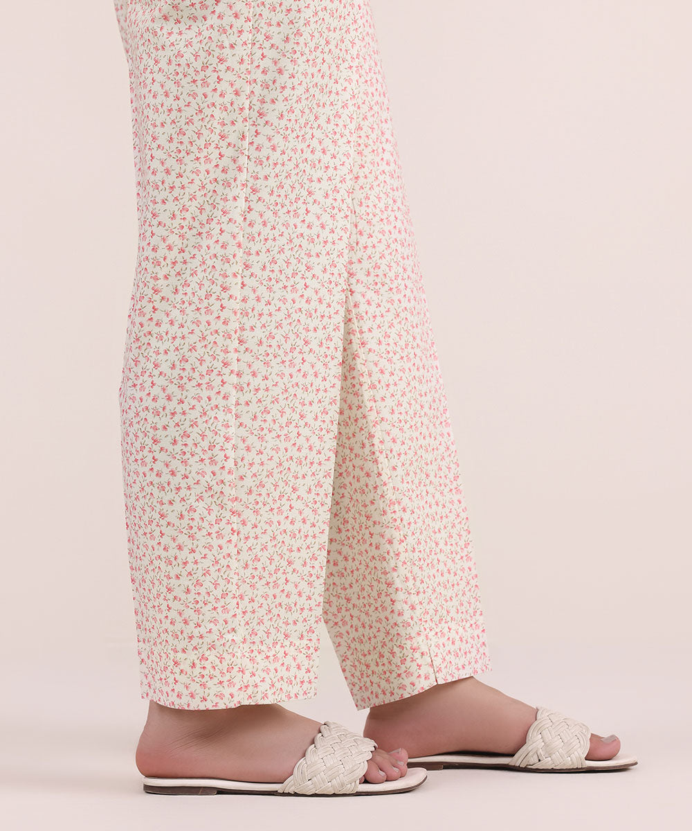 Women's Pret Cambric Pink Printed Straight Pants