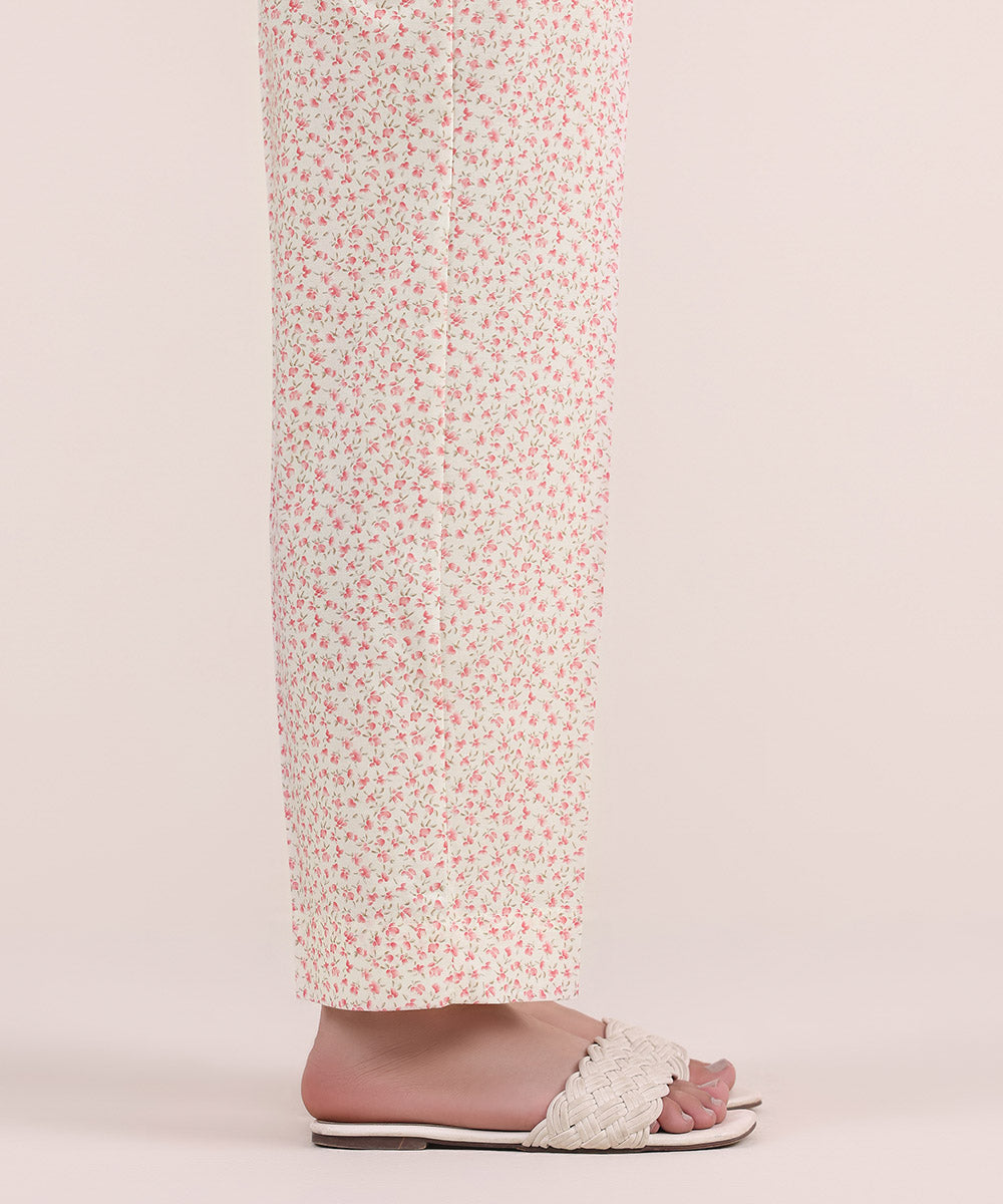 Women's Pret Cambric Pink Printed Straight Pants