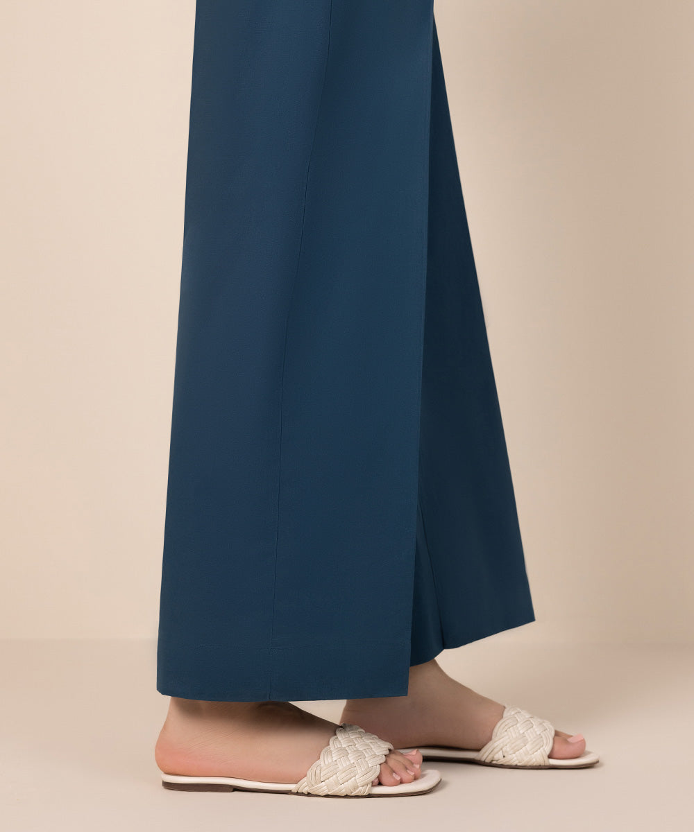 Women's Pret Cambric Blue Solid Culottes