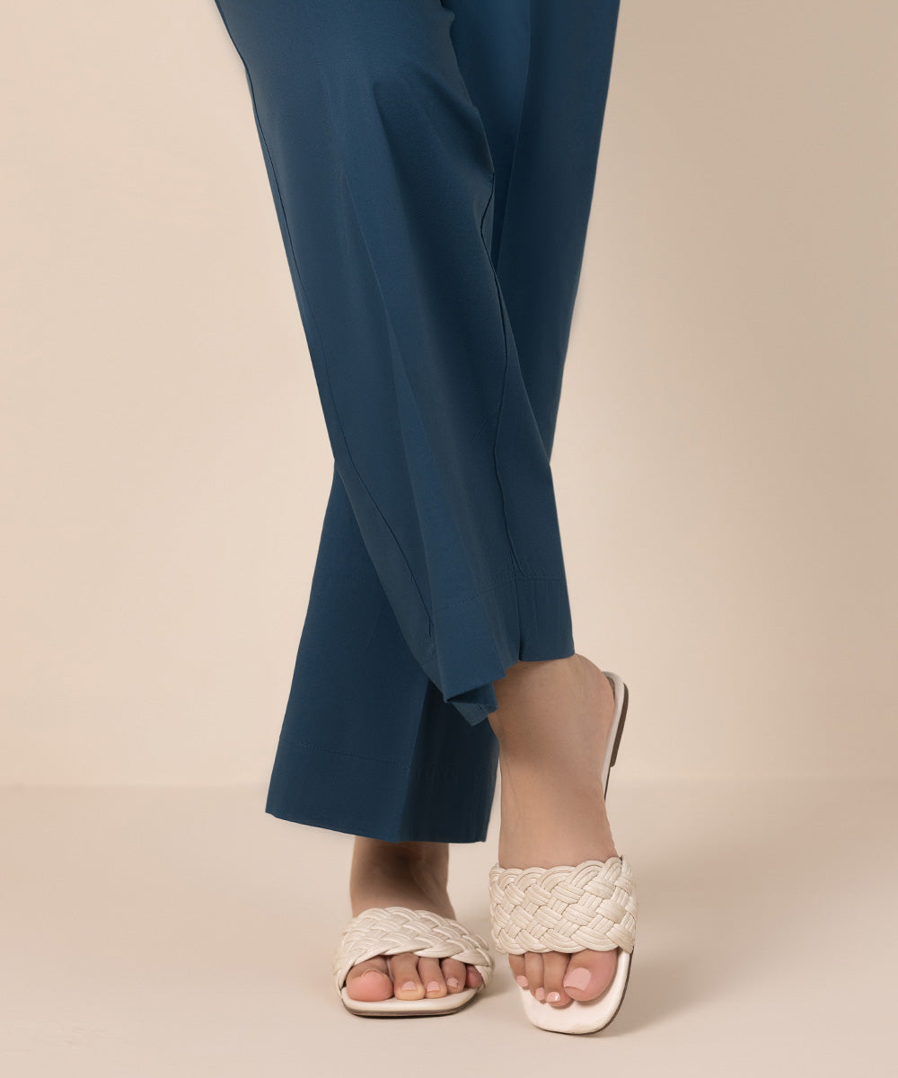 Women's Pret Cambric Blue Solid Culottes