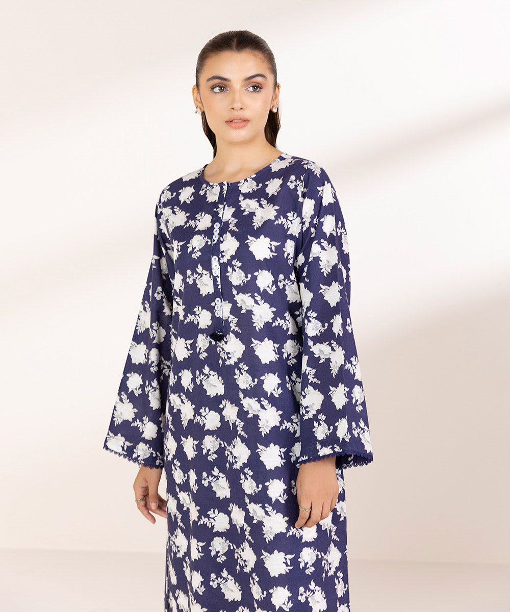 Women's Pret Lawn Printed Indigo Boxy Shirt