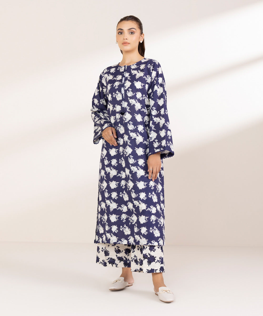 Women's Pret Lawn Printed Indigo Boxy Shirt