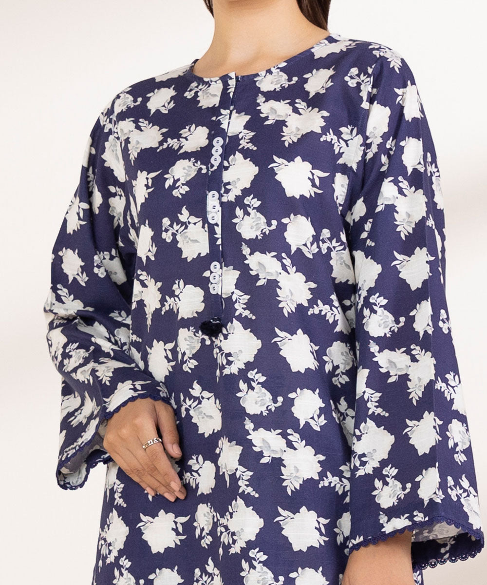 Women's Pret Lawn Printed Indigo Boxy Shirt