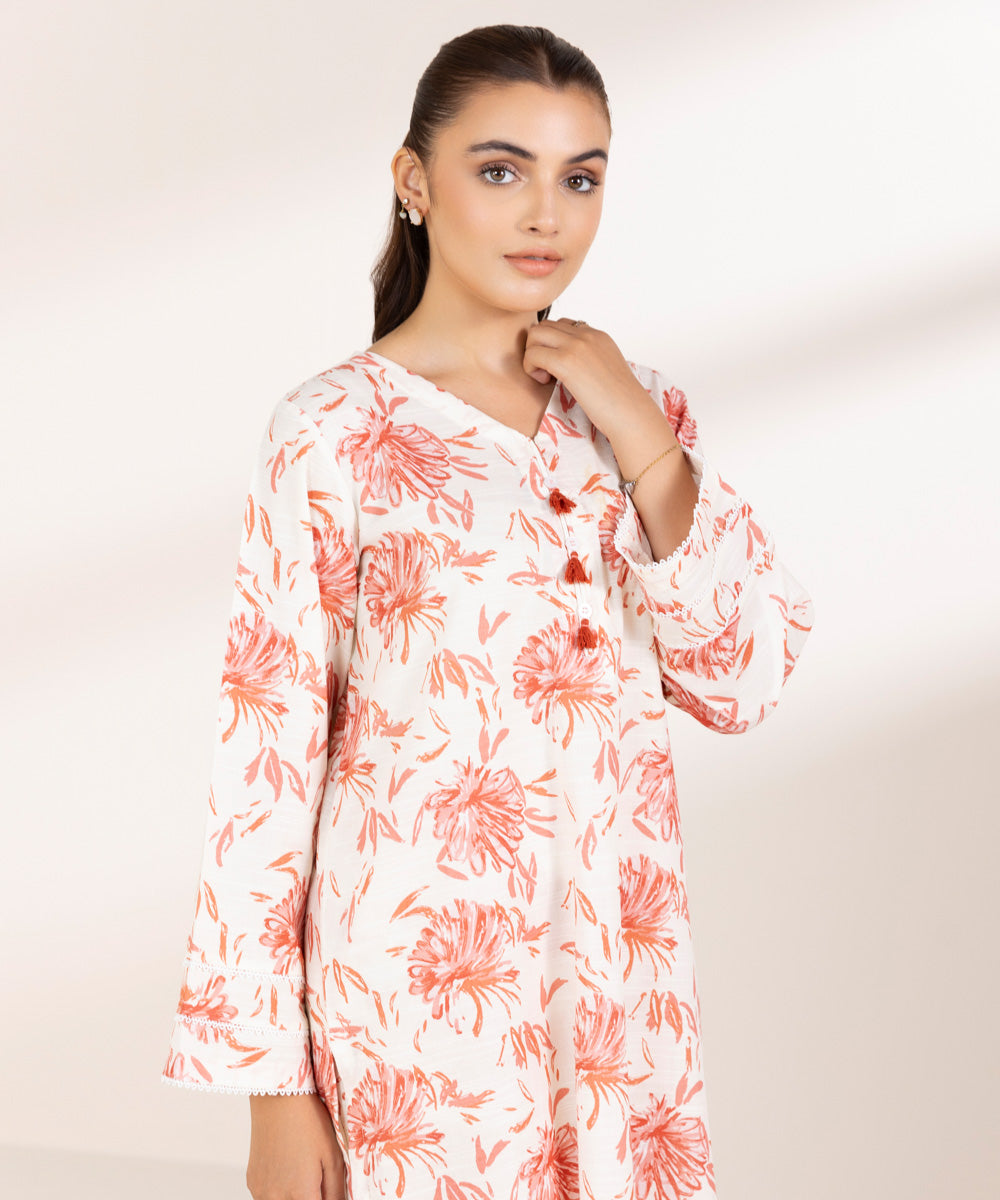 Women's Pret Lawn Printed Off White A-Line Shirt