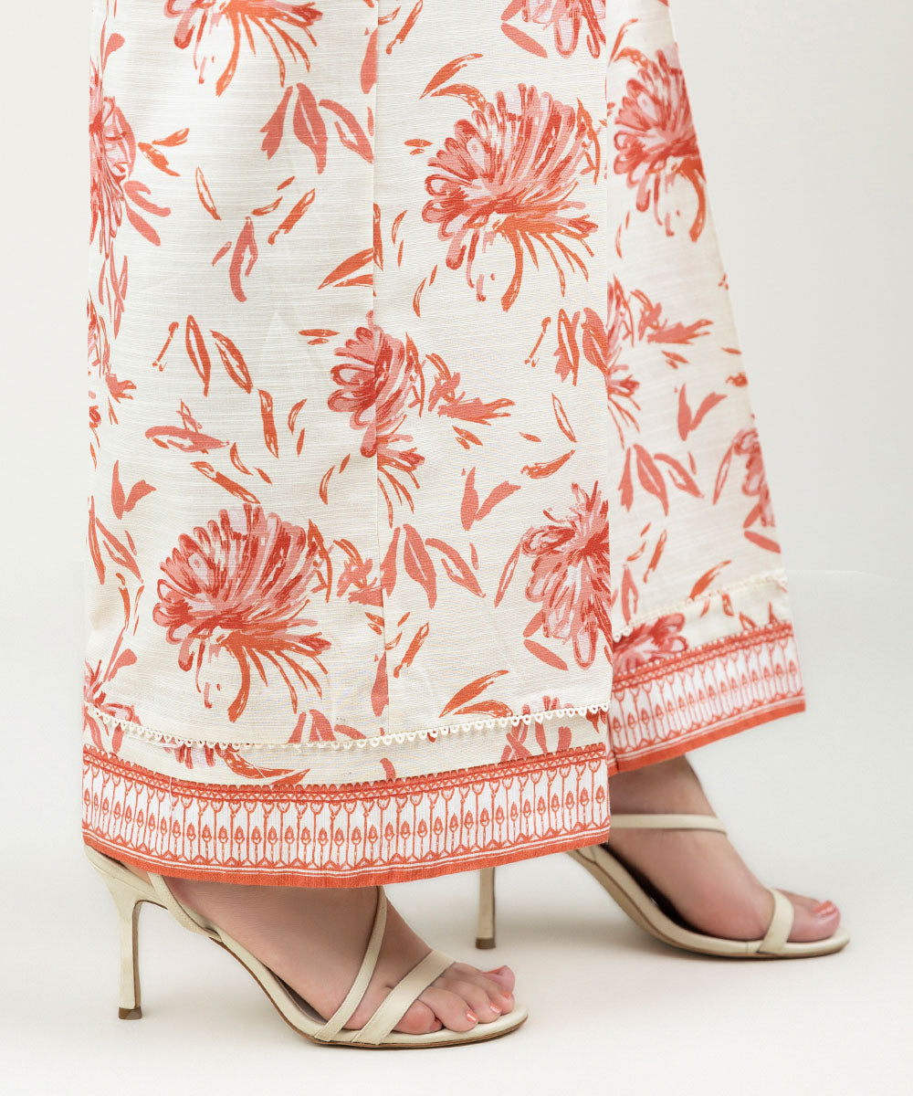 Women's Pret Khaddar Printed Off White Culottes