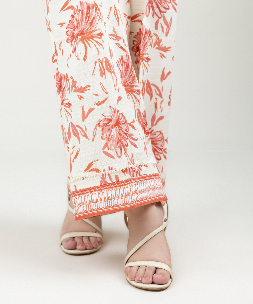 Women's Pret Khaddar Printed Off White Culottes