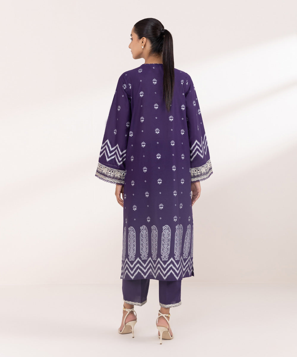 Women's Pret Lawn Purple Embroidered A-Line Shirt