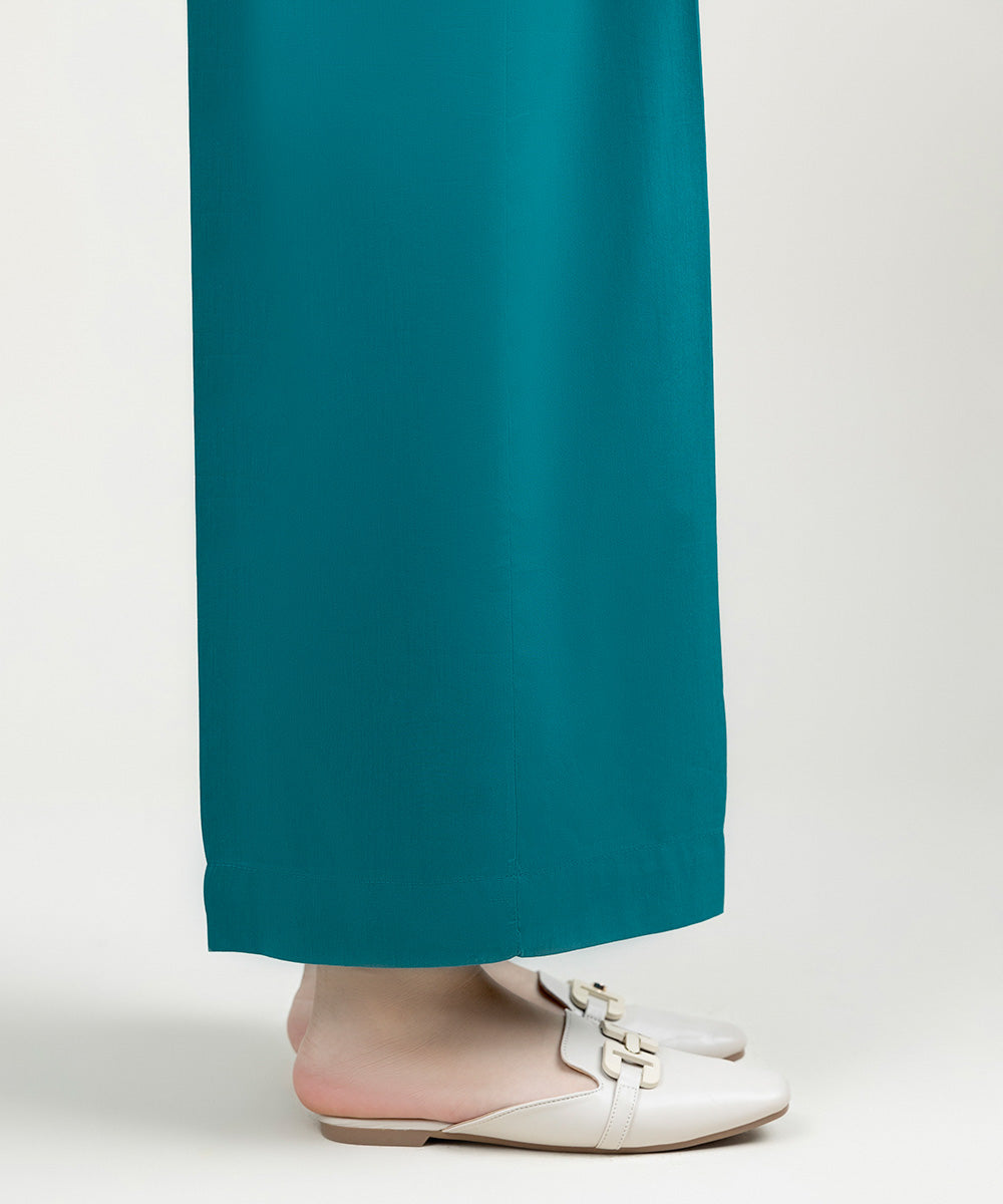 Women's Pret Cotton Viscose Solid Teal  Culottes