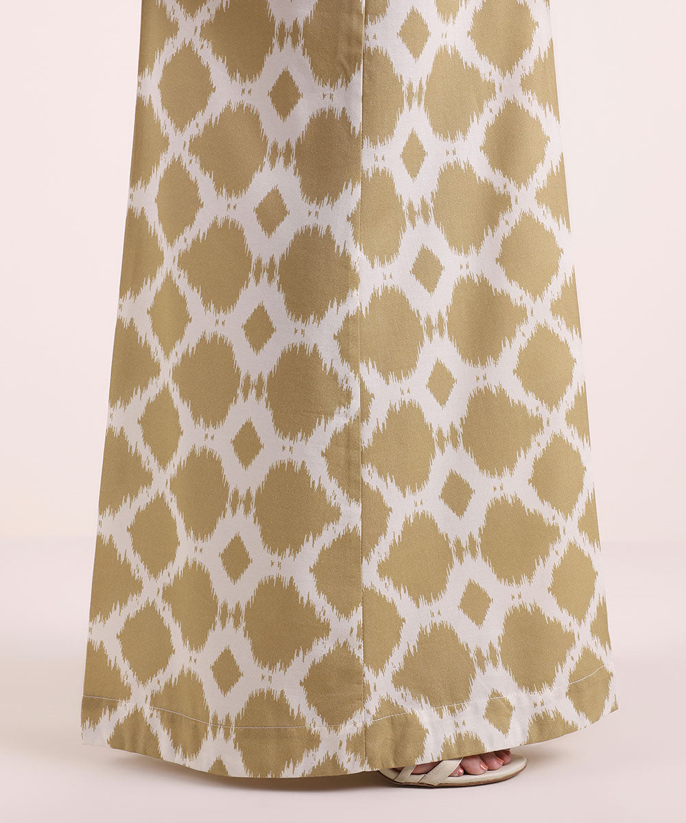 Women's Pret Cotton Viscose Printed White And Beige Sharara