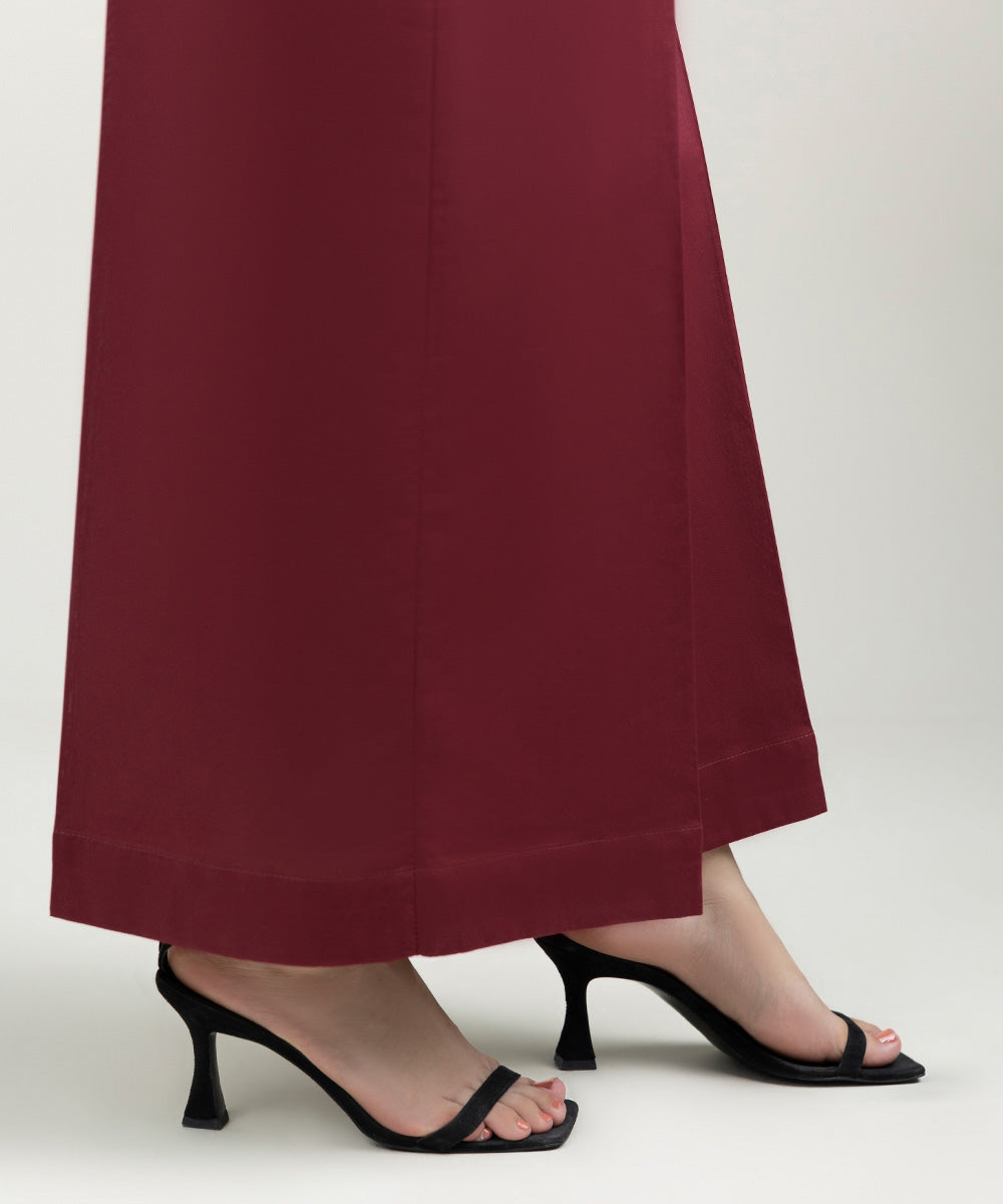 Women's Pret Cambric Solid Deep Red Culottes