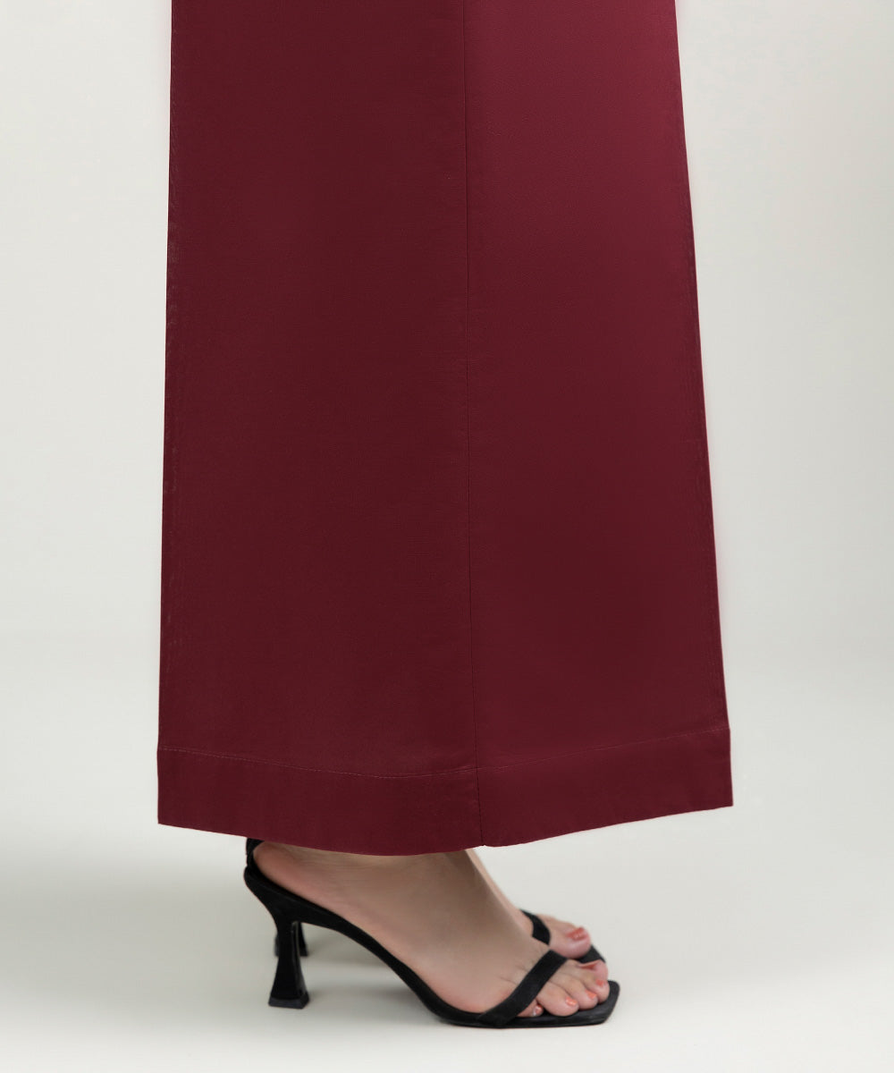 Women's Pret Cambric Solid Deep Red Culottes