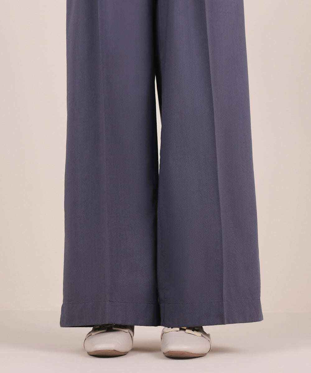 Women's Pret Cotton Viscose Grey Solid Culottes