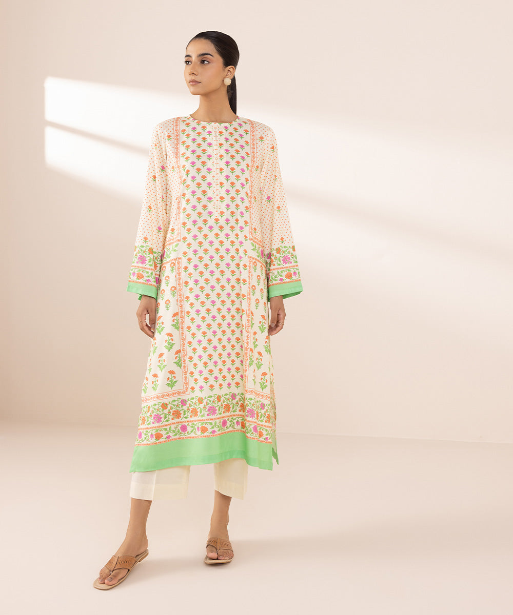 Women's Pret Arabic Lawn Multi Printed Straight Shirt