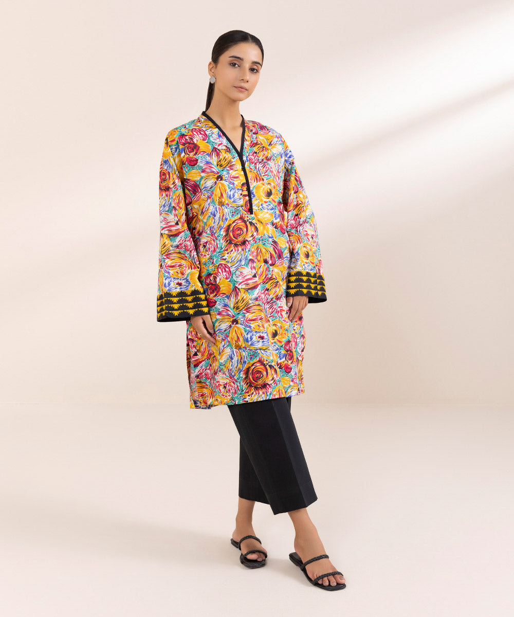 Women's Pret Cotton Viscose Multi Printed Boxy Shirt