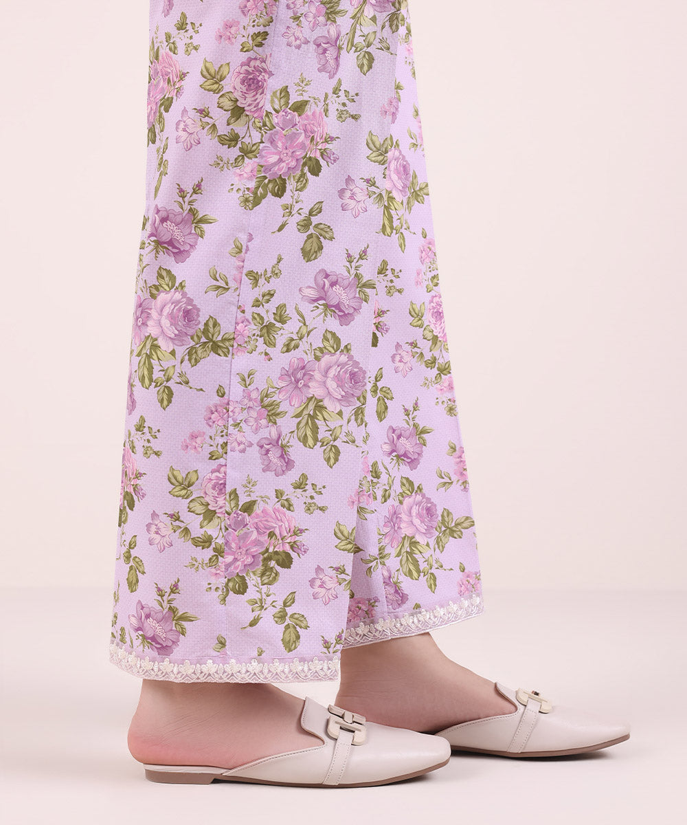 Women's Pret Cambric Embroidered Lilac Culottes