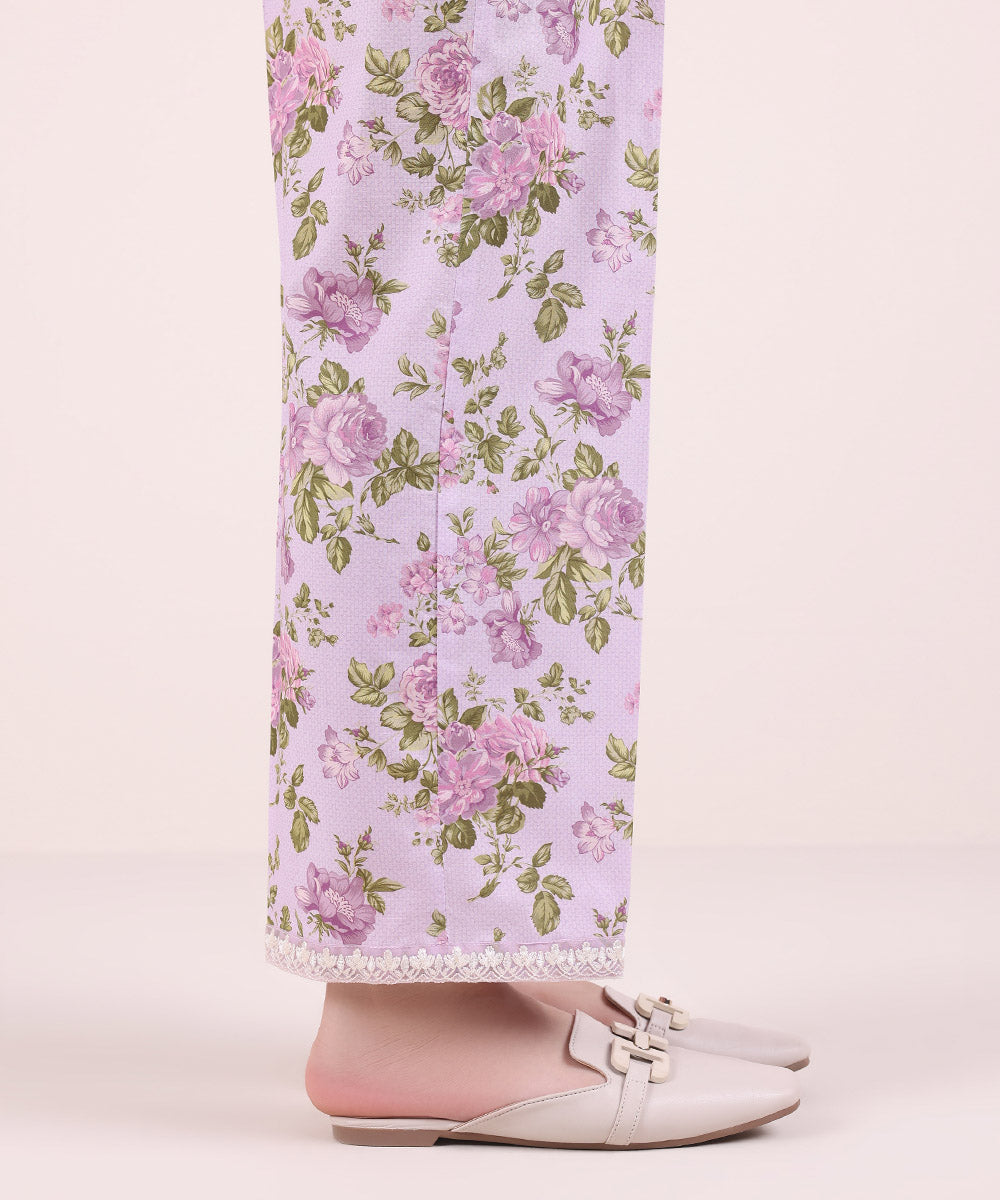 Women's Pret Cambric Embroidered Lilac Culottes