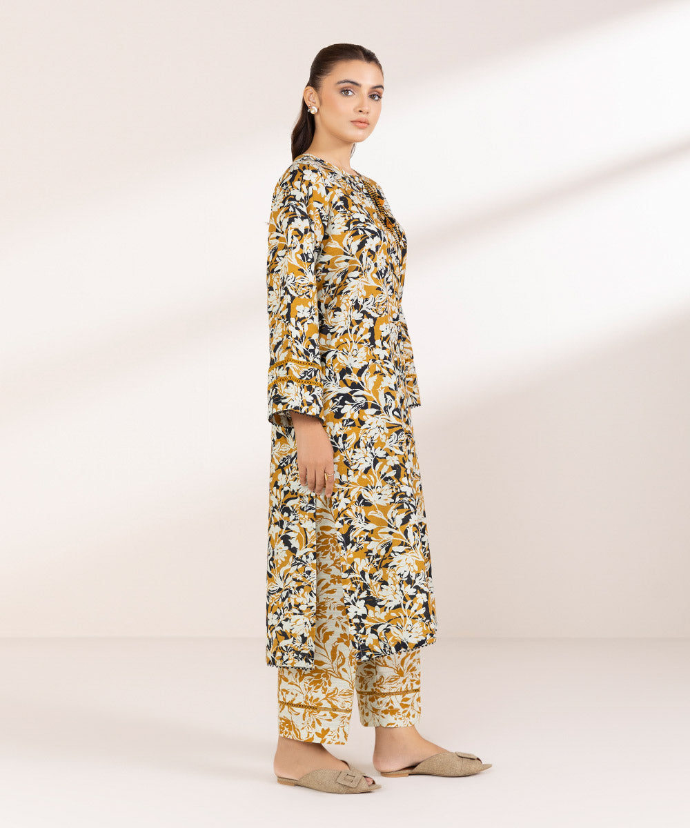 Women's Pret Khaddar Printed Mustard A-Line Shirt