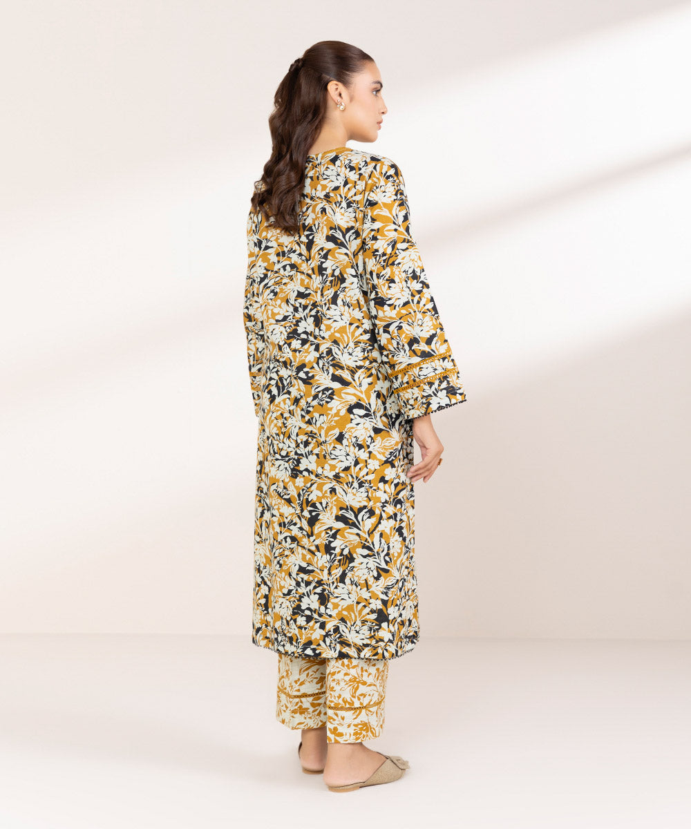 Women's Pret Khaddar Printed Mustard A-Line Shirt