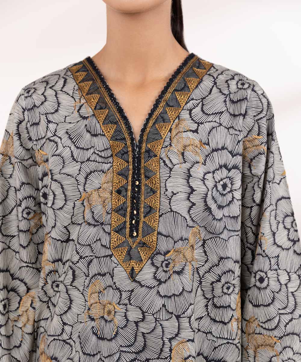 Women's Pret Cambric Multi Embroidered Straight Shirt