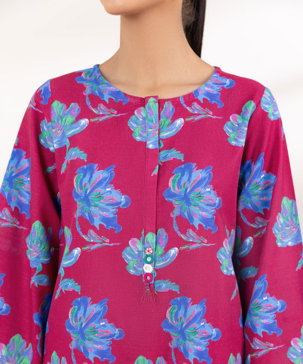 Women's Pret Light Khaddar Printed Pink A-Line Shirt