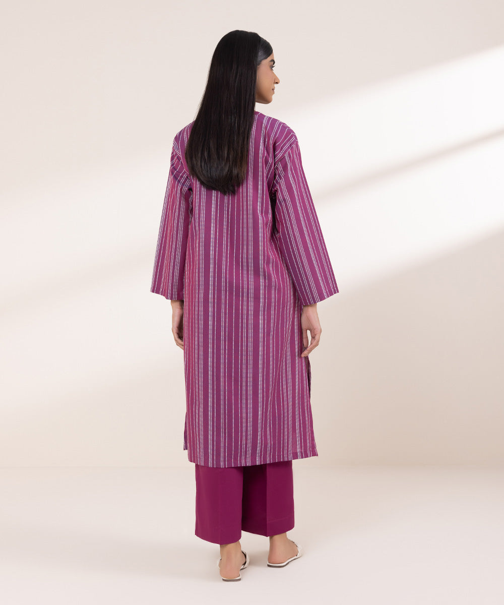 Women's Pret Yarn Dyed Solid Magenta Boxy Shirt