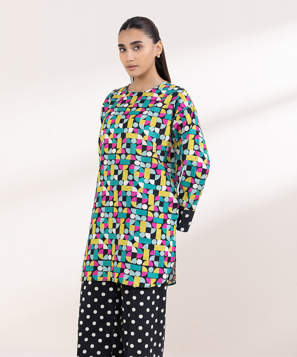 Women's Pret Light Khaddar Printed Multi Boxy Shirt