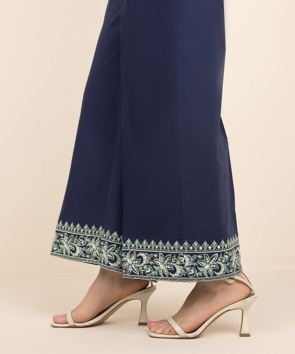 Women's Pret Cambric Blue Embroidered Culottes