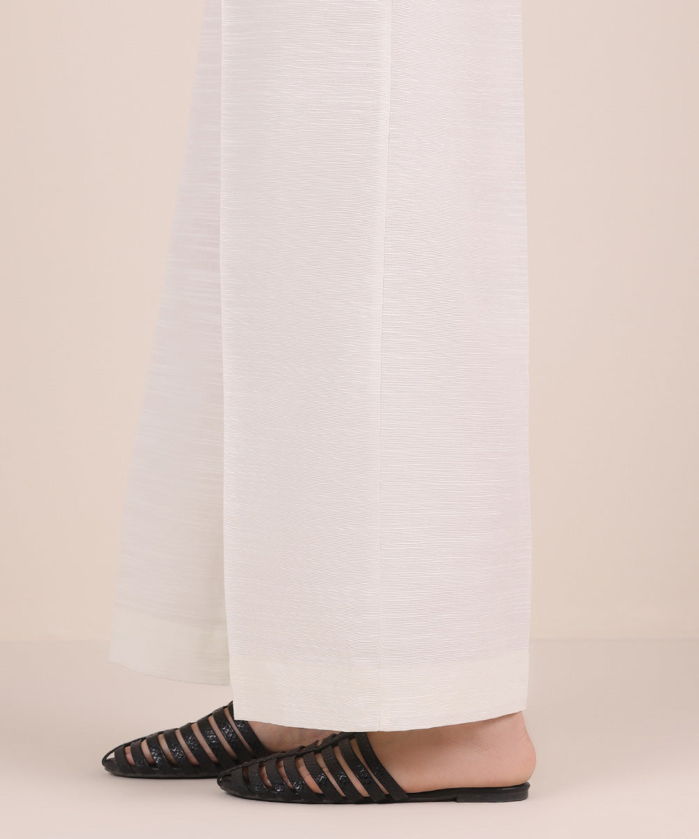 Women's Pret Khaddar Off White Solid Culottes