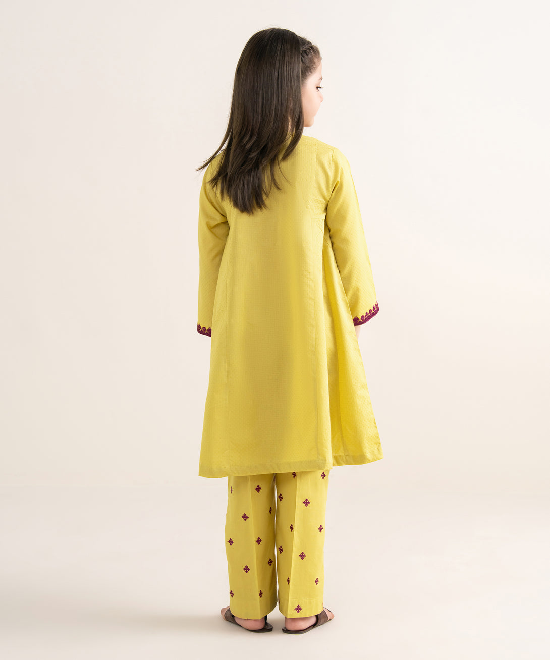 Girls Two Piece Embroidered Textured Lawn Suit