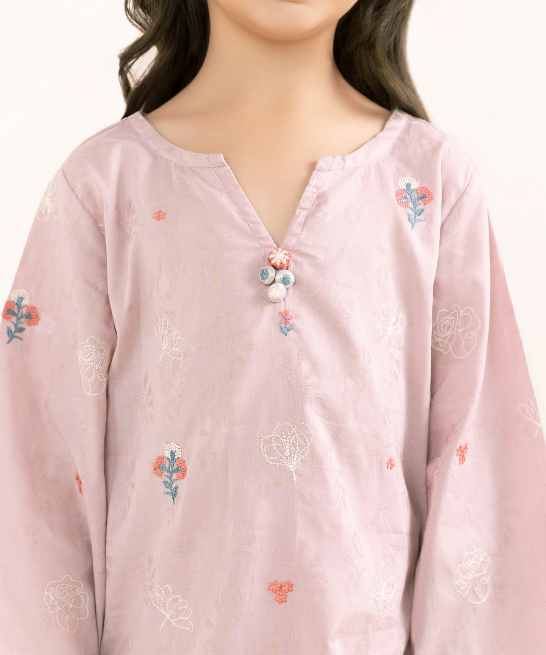 Mommy & Me Girls Two Piece Cotton Jacquard Embroidered Suit