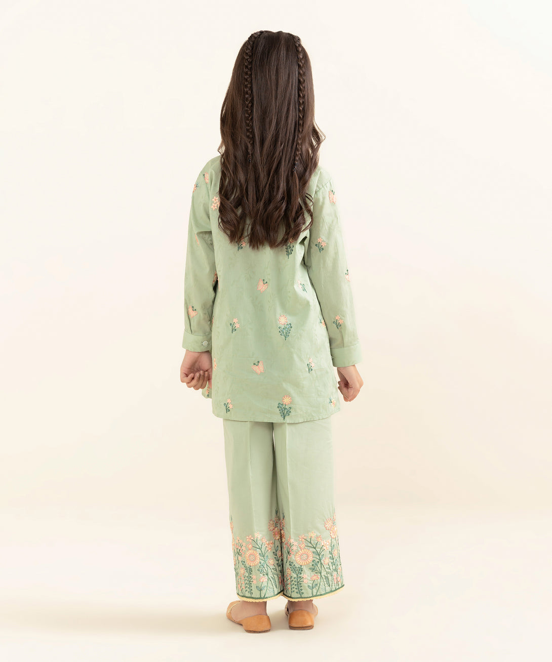 Mommy & Me Girls Two Piece Cotton Jacquard Embroidered Suit