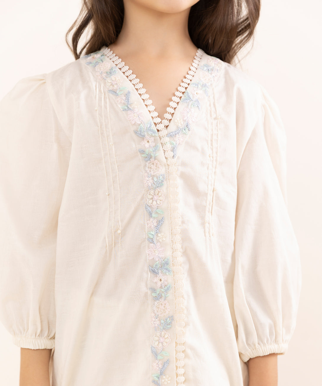 Mommy & Me Girls Two Piece Cotton Jacquard Embroidered Suit