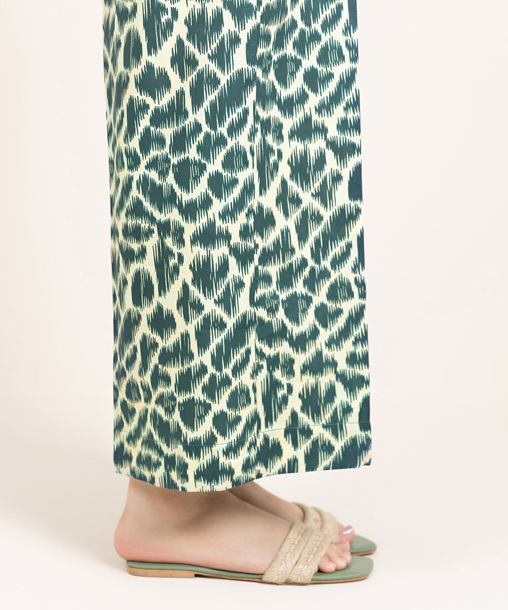 Women's Pret Cambric Printed Green Culottes