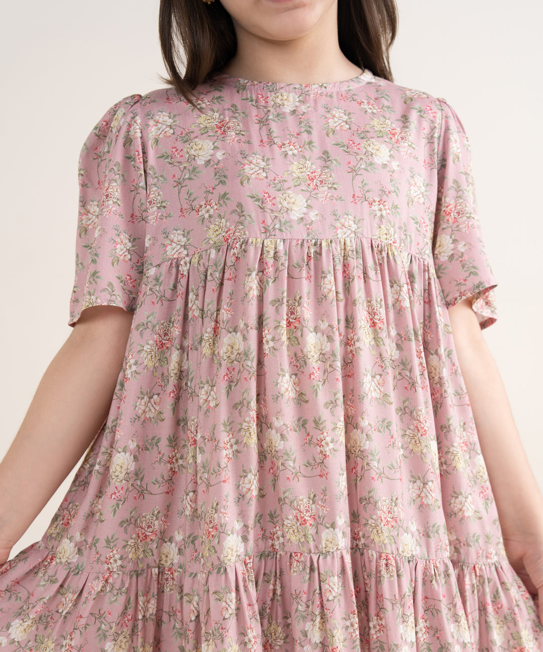 Girls Two Piece Printed Arabic Lawn Suit