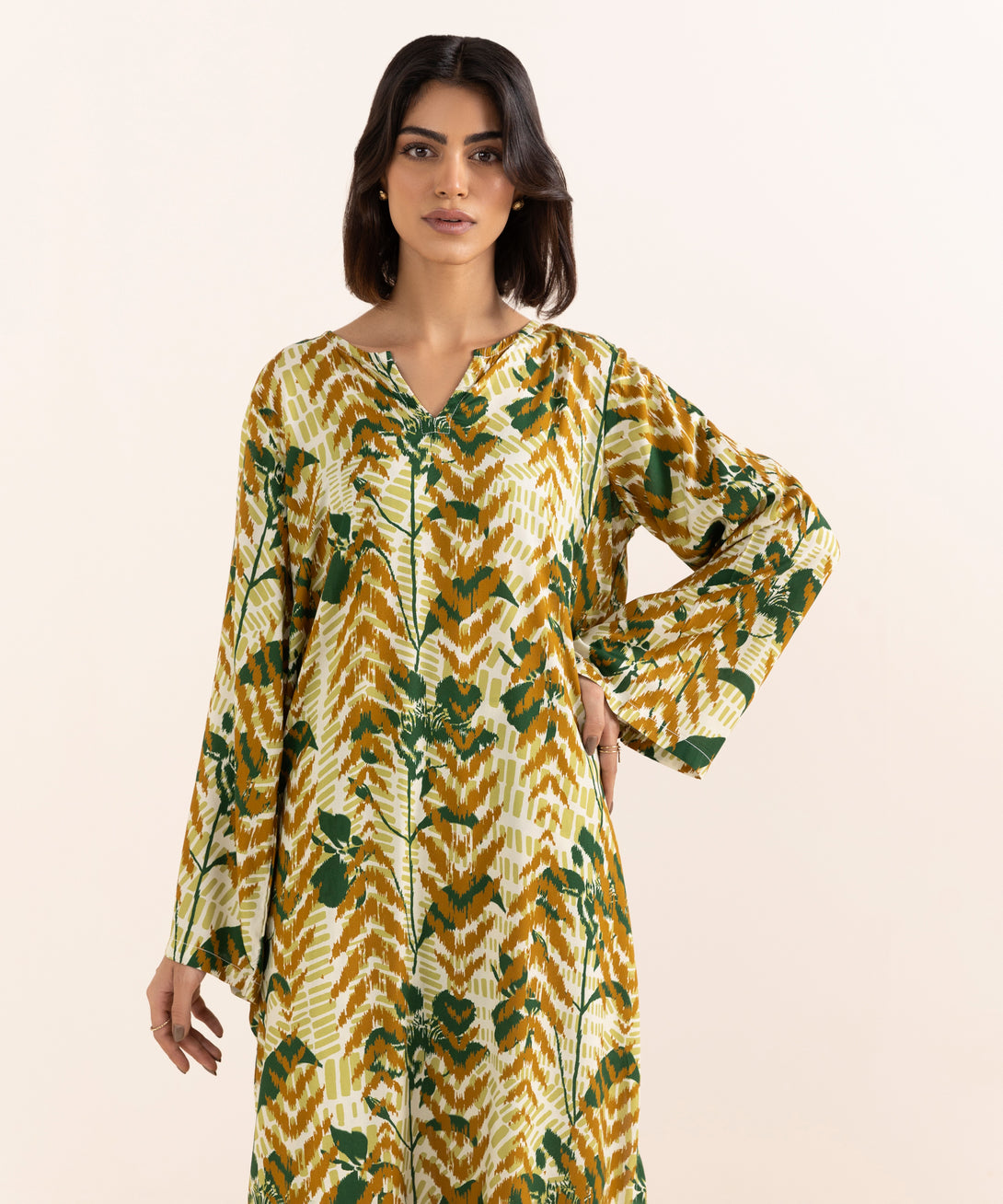 Women's RTW Arabic Lawn Multi Printed A-Line Shirt