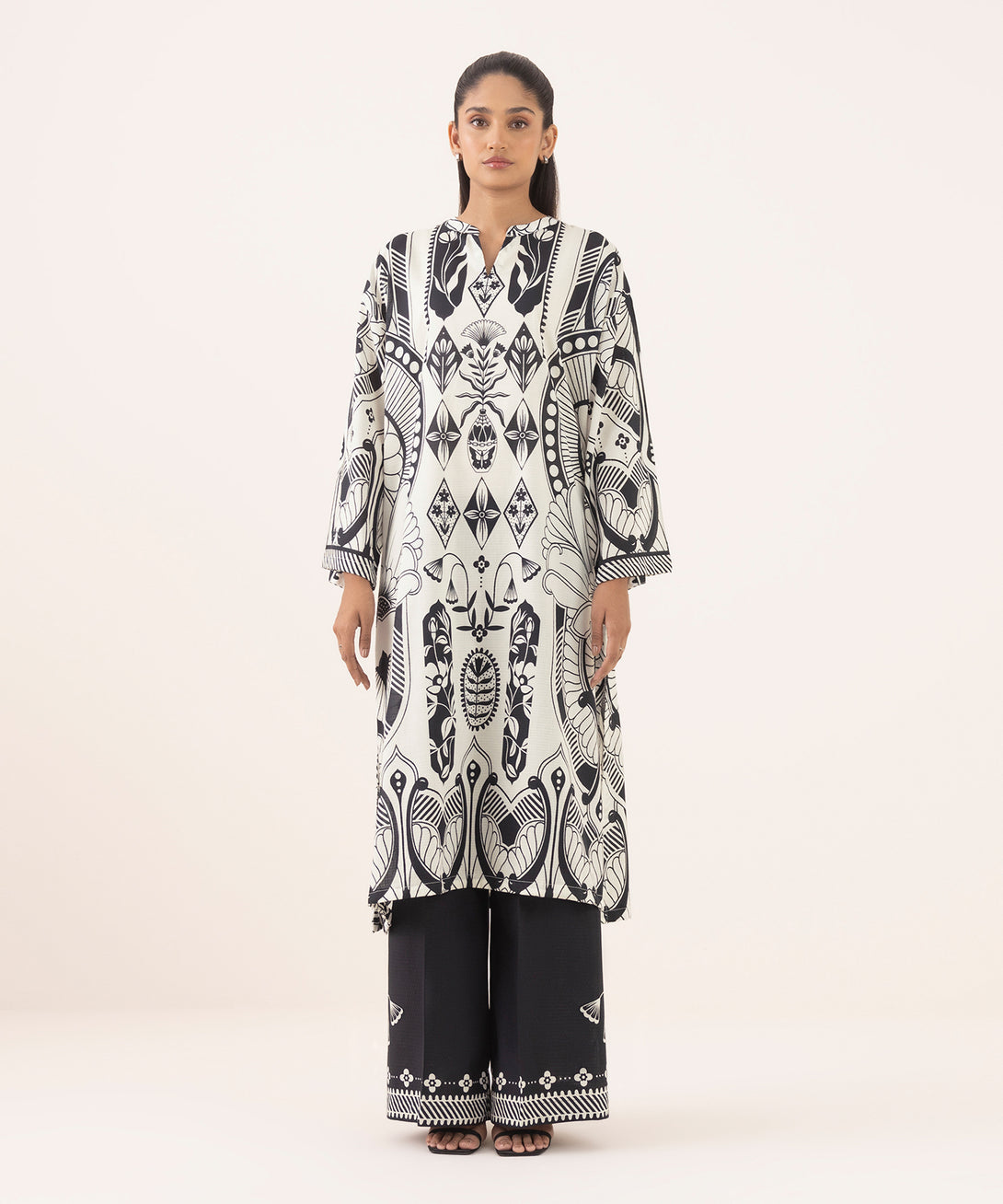 Women's RTW Dobby Multi Printed Drop Shoulder Shirt