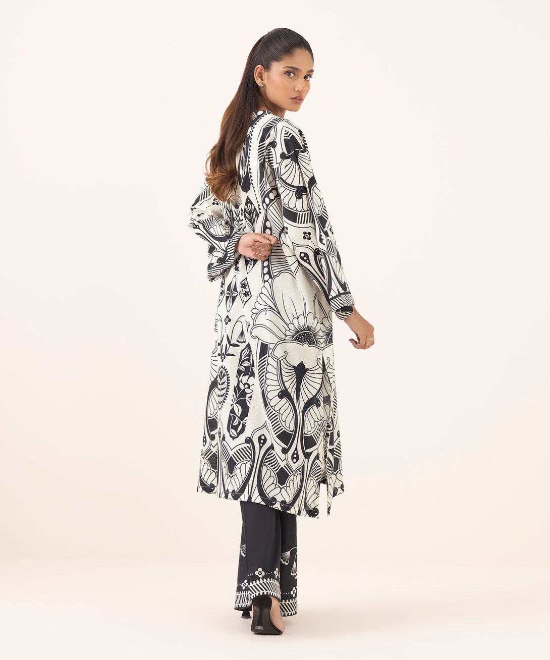 Women's RTW Dobby Multi Printed Drop Shoulder Shirt
