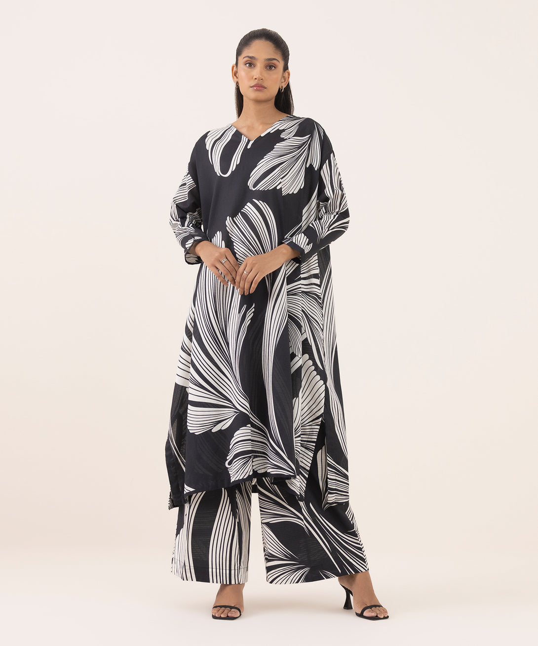 Women's RTW Dobby Multi Printed Drop Shoulder Shirt
