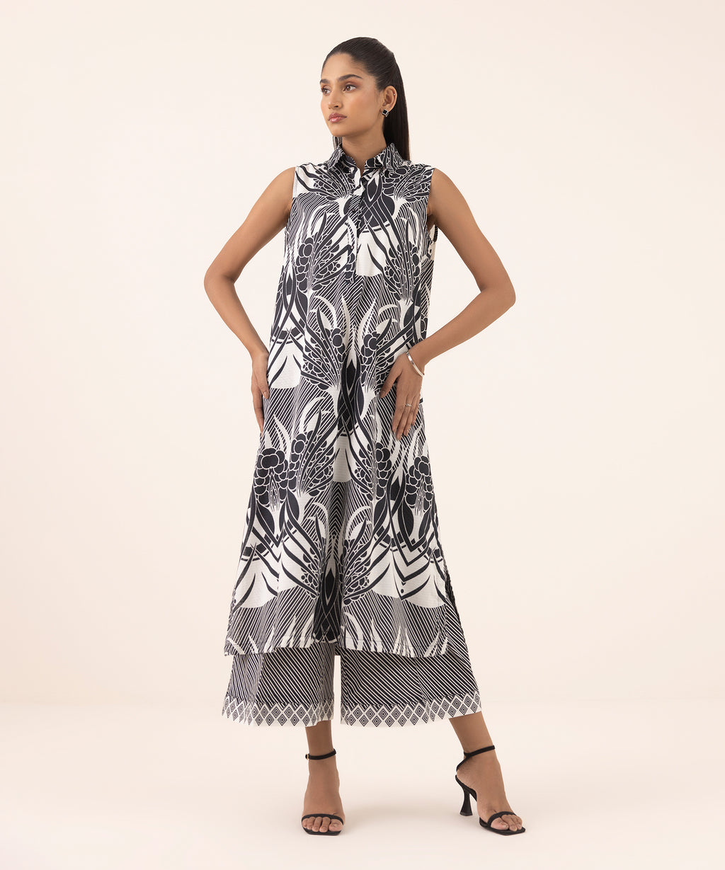 Women's RTW Dobby Multi Printed A-Line Shirt