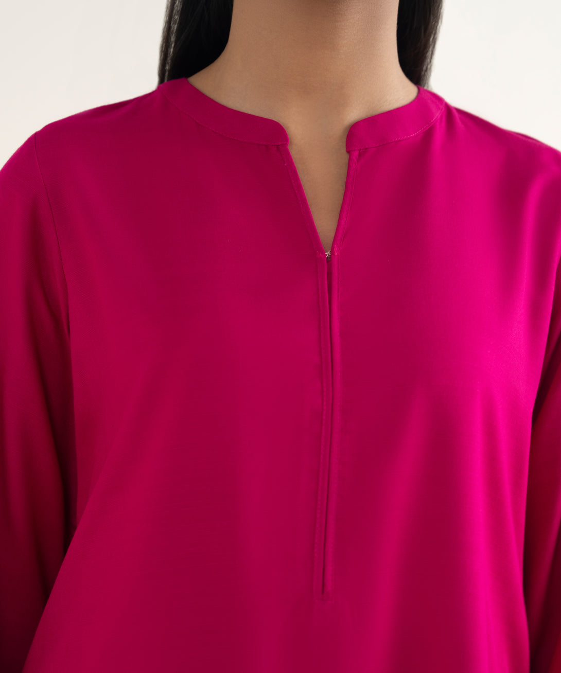 Women's RTW Khaddar Solid Pink Straight Shirt