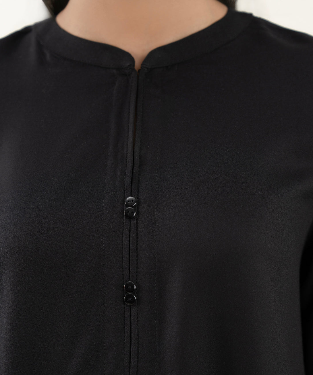 Women's RTW Dobby Black Solid Straight Shirt