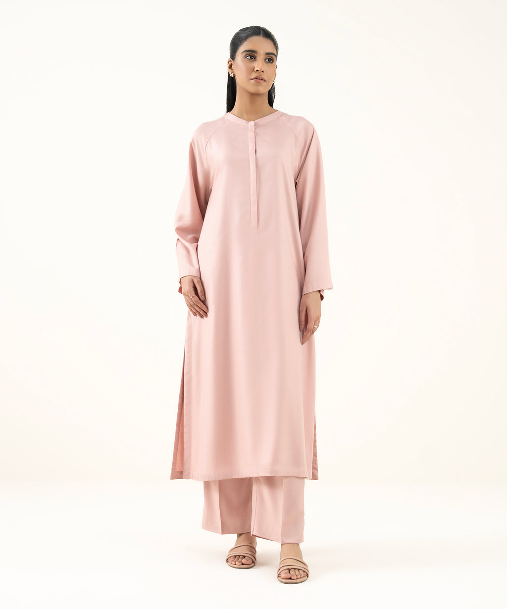 Women's RTW Dobby Pink Solid Straight Shirt