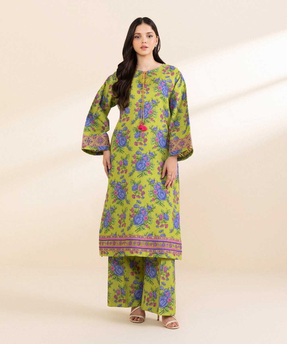 Women's Unstitched Cambric Embroidered Multi 2 Piece Suit