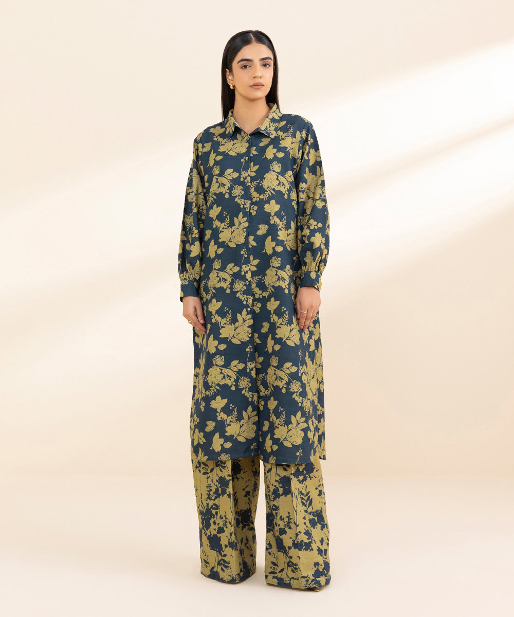 Women's Unstitched Khaddar Printed Multi 2 Piece Suit