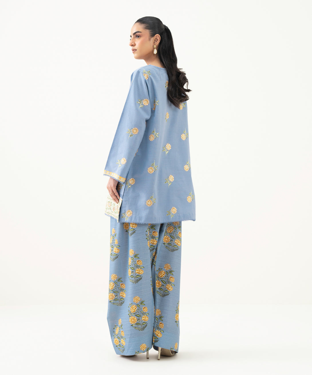 Women's RTW Cambric Blue Embroidered Boxy Shirt
