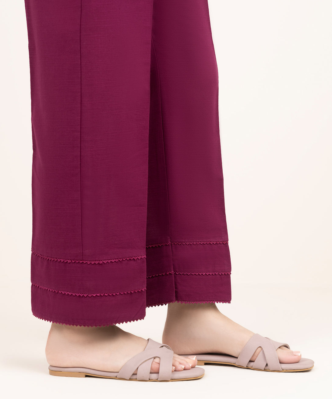 Women's RTW Cross Hatch Solid Purple Straight Pants