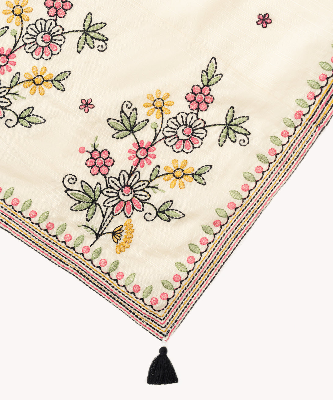 Textured Voile Embroidered Off White Dupatta